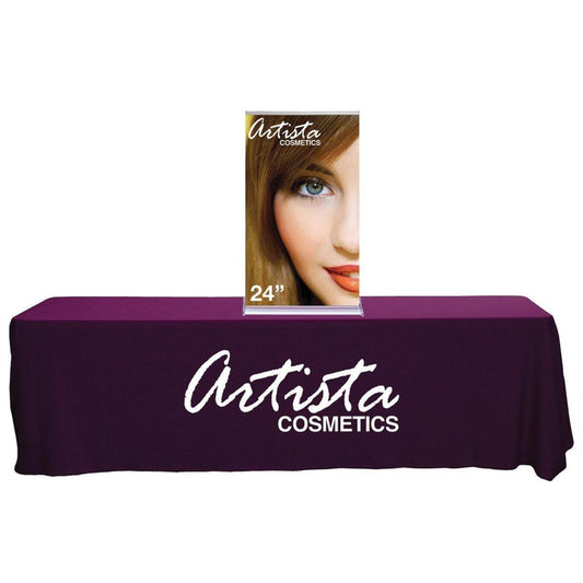 24" SilverStep Tabletop Retractable Banner Stand (Black and Silver) - WS Display